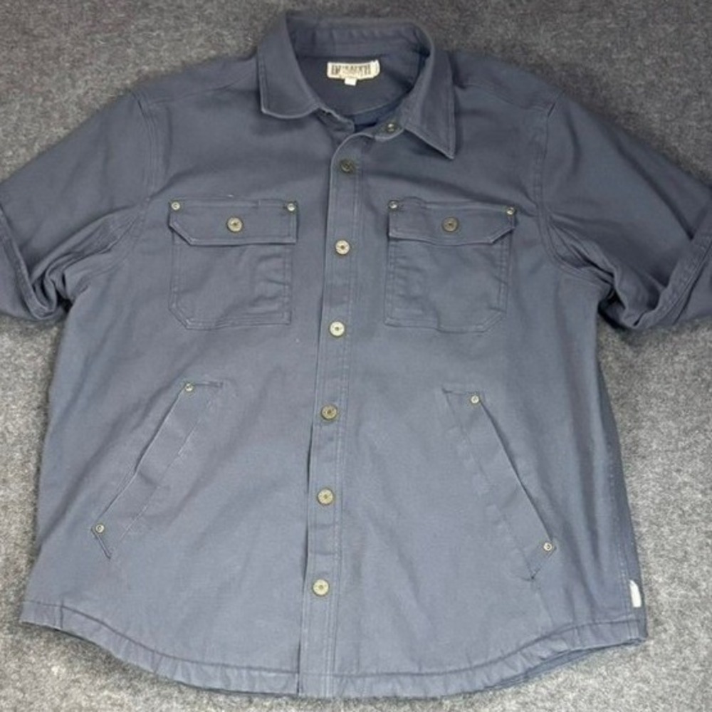 Duluth Trading Workwear Snap Chore Jacket Duck Canvas Shirt Mens 2XL Blue Gray